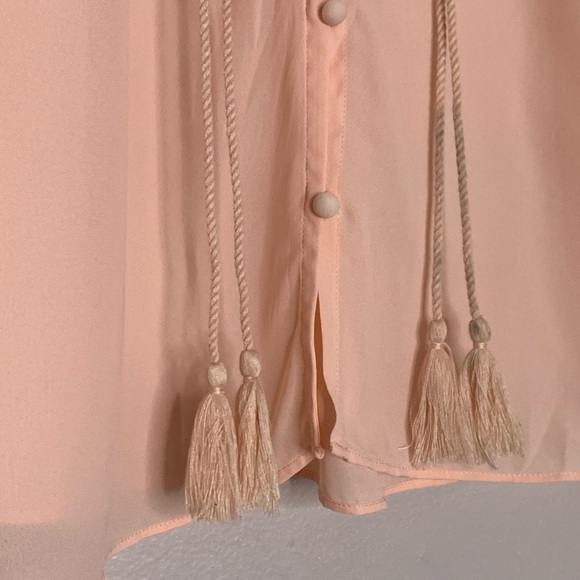 MAJE Romantic Shakespeare tassel blouse soft blush pink long sleeve new small - Picture 2 of 6